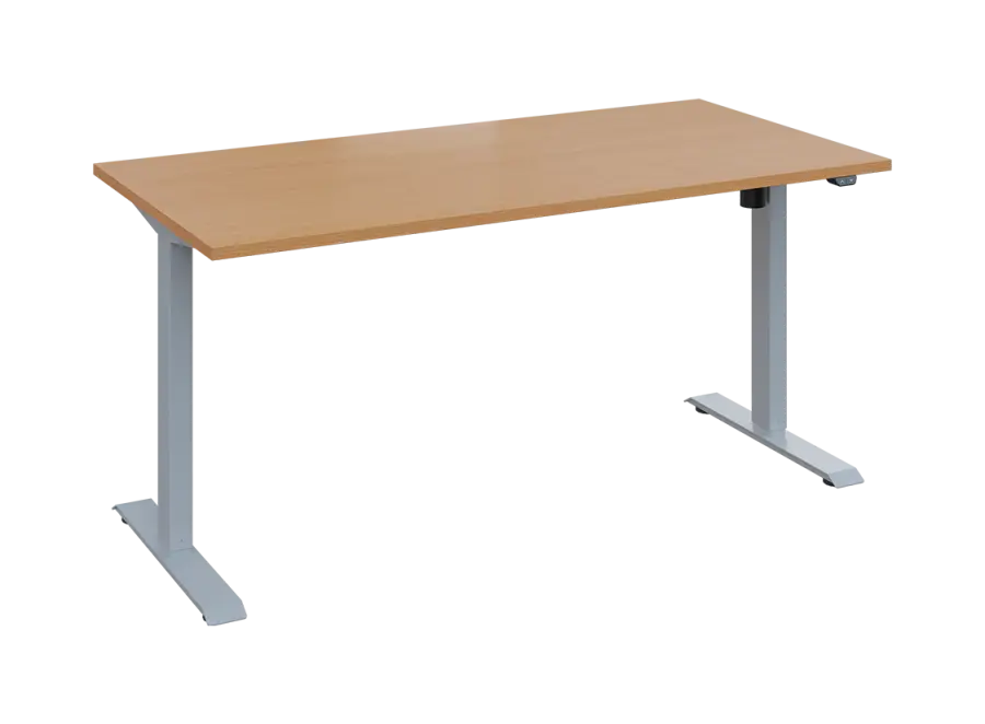 Flexi 28-16 výškově nastavitelný stůl, kovová podnož stříbrná, deska 25 mm, široký 1600 mm, buk royal